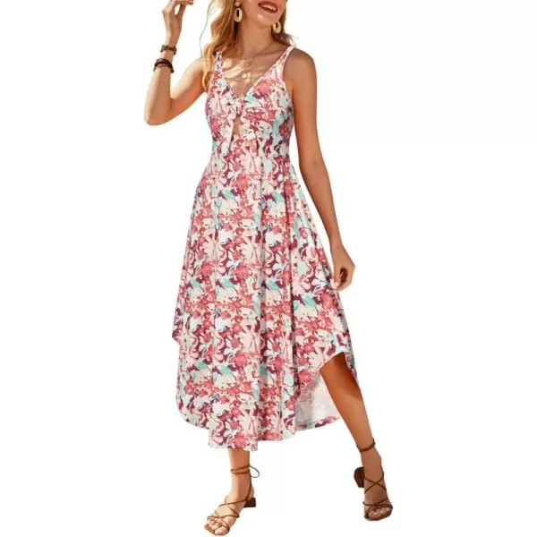 VOTEPRETTY Women's Summer Maxi Dresses 2024 Spring Sundressess Beach Vacation Hawaiian Tropical Outfit Floral Clothes