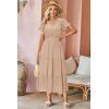 imageVOTEPRETTY Womens 2024 Fashion Summer Maxi Dresses Boho Beach V Neck Flutter Short Sleeve Tiered Long DressDark Apricot