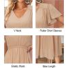 imageVOTEPRETTY Womens 2024 Fashion Summer Maxi Dresses Boho Beach V Neck Flutter Short Sleeve Tiered Long DressDark Apricot