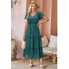 imageVOTEPRETTY Womens 2024 Fashion Summer Maxi Dresses Boho Beach V Neck Flutter Short Sleeve Tiered Long DressGreen