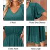 imageVOTEPRETTY Womens 2024 Fashion Summer Maxi Dresses Boho Beach V Neck Flutter Short Sleeve Tiered Long DressGreen