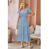 imageVOTEPRETTY Womens 2024 Fashion Summer Maxi Dresses Boho Beach V Neck Flutter Short Sleeve Tiered Long DressLight Blue
