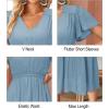 imageVOTEPRETTY Womens 2024 Fashion Summer Maxi Dresses Boho Beach V Neck Flutter Short Sleeve Tiered Long DressLight Blue