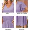 imageVOTEPRETTY Womens 2024 Fashion Summer Maxi Dresses Boho Beach V Neck Flutter Short Sleeve Tiered Long DressLight Purple