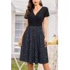 imageVOTEPRETTY Womens Short Sleeve V Neck Wrap Dress Summer Casual Floral Sundress with PocketsBlack Floral Polka Dot