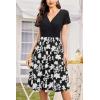 imageVOTEPRETTY Womens Short Sleeve V Neck Wrap Dress Summer Casual Floral Sundress with PocketsBlack Floral White
