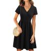 imageVOTEPRETTY Womens Short Sleeve V Neck Wrap Dress Summer Casual Floral Sundress with PocketsBlackshort Sleeve