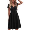 imageVOTEPRETTY Womens Short Sleeve V Neck Wrap Dress Summer Casual Floral Sundress with PocketsBlackshort Sleeve