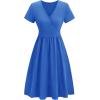 imageVOTEPRETTY Womens Short Sleeve V Neck Wrap Dress Summer Casual Floral Sundress with PocketsBlue