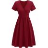 imageVOTEPRETTY Womens Short Sleeve V Neck Wrap Dress Summer Casual Floral Sundress with PocketsDark Redshort Sleeve
