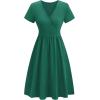 imageVOTEPRETTY Womens Short Sleeve V Neck Wrap Dress Summer Casual Floral Sundress with PocketsForest Dark Green
