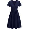 imageVOTEPRETTY Womens Short Sleeve V Neck Wrap Dress Summer Casual Floral Sundress with PocketsNavyshort Sleeve