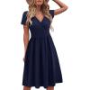 imageVOTEPRETTY Womens Short Sleeve V Neck Wrap Dress Summer Casual Floral Sundress with PocketsNavyshort Sleeve