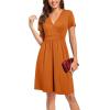 imageVOTEPRETTY Womens Short Sleeve V Neck Wrap Dress Summer Casual Floral Sundress with PocketsOrange