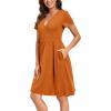 imageVOTEPRETTY Womens Short Sleeve V Neck Wrap Dress Summer Casual Floral Sundress with PocketsOrange