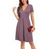 imageVOTEPRETTY Womens Short Sleeve V Neck Wrap Dress Summer Casual Floral Sundress with PocketsPurple