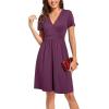 imageVOTEPRETTY Womens Short Sleeve V Neck Wrap Dress Summer Casual Floral Sundress with PocketsRed