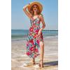 imageVOTEPRETTY Womens Summer Maxi Dresses 2024 Spring Sundressess Beach Vacation Hawaiian Tropical Outfit Floral ClothesApricot Red Floral