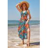 imageVOTEPRETTY Womens Summer Maxi Dresses 2024 Spring Sundressess Beach Vacation Hawaiian Tropical Outfit Floral ClothesBlue Tropical