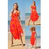 imageVOTEPRETTY Womens Summer Maxi Dresses 2024 Spring Sundressess Beach Vacation Hawaiian Tropical Outfit Floral ClothesOrange Rose Floral