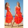 imageVOTEPRETTY Womens Summer Maxi Dresses 2024 Spring Sundressess Beach Vacation Hawaiian Tropical Outfit Floral ClothesOrange Rose Floral
