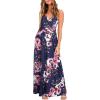imageVOTEPRETTY Womens V Neck Wrap Spaghetti Strap Summer Casual Beach Floral Pockets Maxi DressFloral01