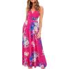 imageVOTEPRETTY Womens V Neck Wrap Spaghetti Strap Summer Casual Beach Floral Pockets Maxi DressFloral12