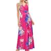 imageVOTEPRETTY Womens V Neck Wrap Spaghetti Strap Summer Casual Beach Floral Pockets Maxi DressFloral12