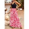 imageVOTEPRETTY Womens V Neck Wrap Spaghetti Strap Summer Casual Beach Floral Pockets Maxi DressFloralc