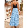 imageVOTEPRETTY Womens V Neck Wrap Spaghetti Strap Summer Casual Beach Floral Pockets Maxi DressFlorald