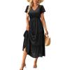 imageVOTEPRETTY Womens 2024 Fashion Summer Maxi Dresses Boho Beach V Neck Flutter Short Sleeve Tiered Long DressBlack