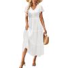imageVOTEPRETTY Womens 2024 Summer Beach Fashion Maxi Dresses Boho Short Sleeve V Neck Flowy Vacation Outfits Tiered Long SundressWhiteXL
