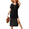 imageVOTEPRETTY Womens Two Piece Cover Ups Sets Crochet Beach Vacation Summer Swimwear Short Sleeve Outfits Split Knit Long DressBlack