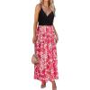 imageVOTEPRETTY Womens V Neck Wrap Spaghetti Strap Summer Casual Beach Floral Pockets Maxi DressFloralc