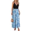 imageVOTEPRETTY Womens V Neck Wrap Spaghetti Strap Summer Casual Beach Floral Pockets Maxi DressFlorald