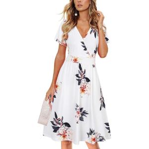 imageVOTEPRETTY Womens Short Sleeve V Neck Wrap Dress Summer Casual Floral Sundress with PocketsFloral03short Sleeve