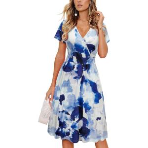 imageVOTEPRETTY Womens Short Sleeve V Neck Wrap Dress Summer Casual Floral Sundress with PocketsFloral06short Sleeve