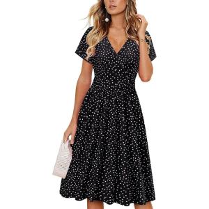 imageVOTEPRETTY Womens Short Sleeve V Neck Wrap Dress Summer Casual Floral Sundress with PocketsFloral07short Sleeve
