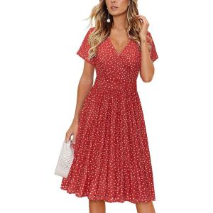 imageVOTEPRETTY Womens Short Sleeve V Neck Wrap Dress Summer Casual Floral Sundress with PocketsFloral13short Sleeve