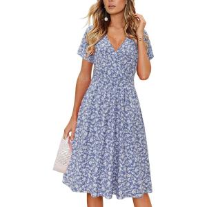 imageVOTEPRETTY Womens Short Sleeve V Neck Wrap Dress Summer Casual Floral Sundress with PocketsFloral22short Sleeve