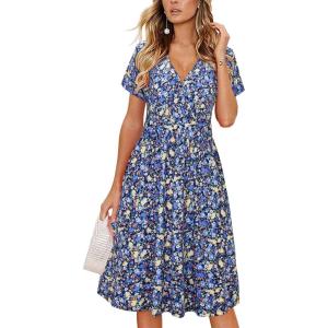 imageVOTEPRETTY Womens Short Sleeve V Neck Wrap Dress Summer Casual Floral Sundress with PocketsFloral26short Sleeve
