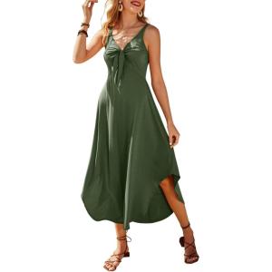 imageVOTEPRETTY Womens Summer Maxi Dresses 2024 Spring Sundressess Beach Vacation Hawaiian Tropical Outfit Floral ClothesArmy Green