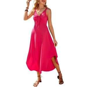 imageVOTEPRETTY Womens Summer Maxi Dresses 2024 Spring Sundressess Beach Vacation Hawaiian Tropical Outfit Floral ClothesRose Pink