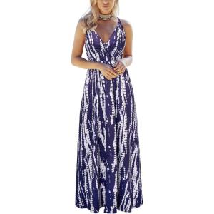 imageVOTEPRETTY Womens V Neck Wrap Spaghetti Strap Summer Casual Beach Floral Pockets Maxi DressFloral06