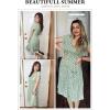 imageVOTEPRETTY Womens Short Sleeve V Neck Sundress Summer Casual Button Floral Dress with PocketsAfloral27
