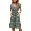 imageVOTEPRETTY Womens Short Sleeve V Neck Sundress Summer Casual Button Floral Dress with PocketsAfloral29
