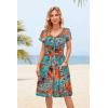imageVOTEPRETTY Womens Short Sleeve V Neck Sundress Summer Casual Button Floral Dress with PocketsBlue Floral Orange