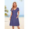 imageVOTEPRETTY Womens Short Sleeve V Neck Sundress Summer Casual Button Floral Dress with PocketsDark Purple