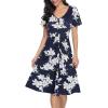 imageVOTEPRETTY Womens Short Sleeve V Neck Sundress Summer Casual Button Floral Dress with PocketsFloral01