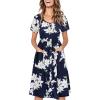 imageVOTEPRETTY Womens Short Sleeve V Neck Sundress Summer Casual Button Floral Dress with PocketsFloral01